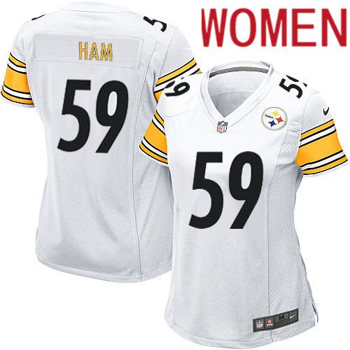 Women Pittsburgh Steelers #59 Jack Ham Nike White Game NFL Jersey